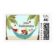 Mele Kalikimaka Tropical Santa Stamps