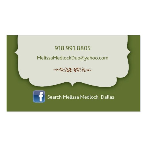 Melissa Medlock Business Cards (back side)