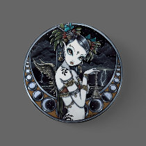 "Melita" Goth Tribal Fusion Dancer Pinback Button