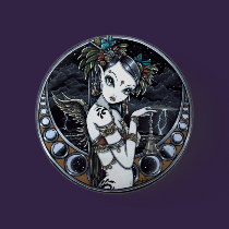 "Melita" Goth Tribal Fusion Dancer Pinback Button buttons
