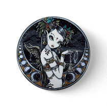 "Melita" Goth Tribal Fusion Dancer Pinback Button