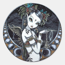 tribal, fusion, stickers, belly, dancer, angel, thunder, storm, lightning, city, scape, candels, singing, bowl, dance, gothic, henna, tattoo, fairy, jewerly, goddess, faery, fae, faerie, fairies, fantasy, melita, myka, jelina, art, middle eastern, Sticker with custom graphic design