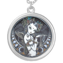 melita, tribal, fusion, gothic, dancer, belly, angel, fantasy, art, faery, fairy, faerie, fae, fairies, faeries, myka, jelina, mika, big, eyed, angels, Necklace with custom graphic design