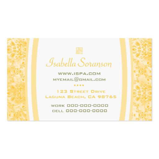 Mellow Yellow Business Card Templates (back side)