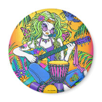 "Melody" Rainbow Guitar Hippie Fairy Magnet magnets