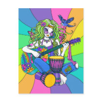 "Melody" Rainbow Guitar Hippie Fairy Postcard postcards