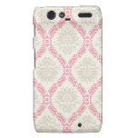 melon pink cream taupe damask pattern droid RAZR cover