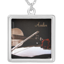 Melondy of Love Violin & Rose Valentines Necklace