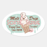 Melt 'n' Drip Soft Serve Ice Cream Oval Stickers