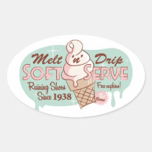 Melt 'n' Drip Soft Serve Ice Cream Oval Stickers