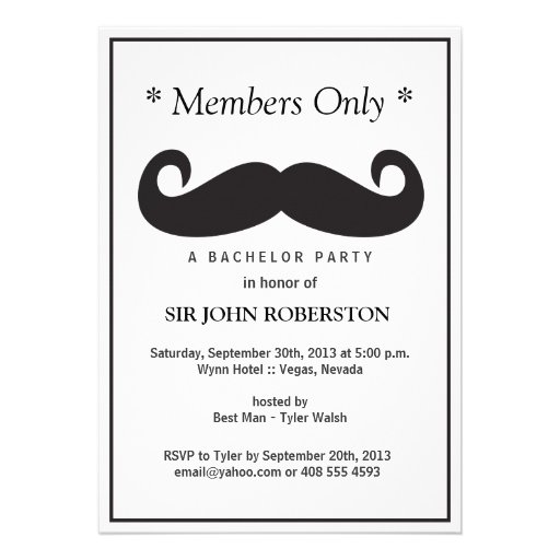 Members Only Bachelor Party Custom Announcements