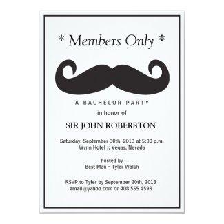 Members Only Bachelor Party Custom Announcements