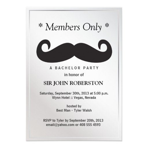 Members Only Bachelor Party Personalized Announcements