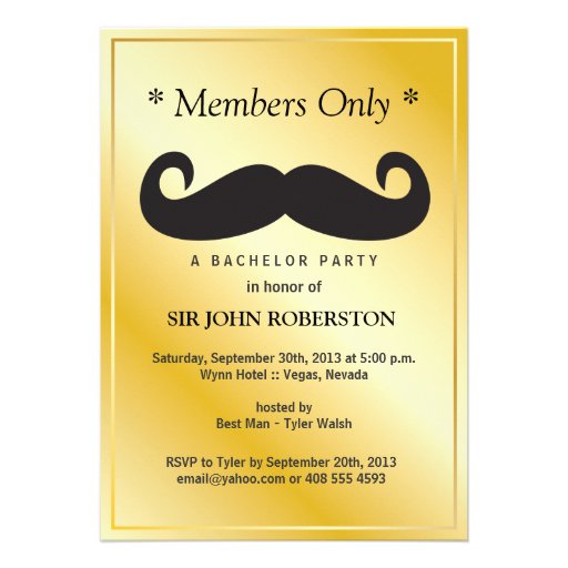 Members Only Bachelor Party Personalized Invitation