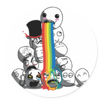 Meme faces rainbow badge round sticker