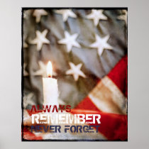 Memorial Candle with Flag Poster