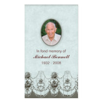 Memorial Card Floral design green blue Business Cards