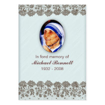 Memorial Card Floral Lace design blue Business Cards
