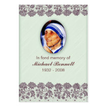 Memorial Card Floral Lace design green Business Card Template