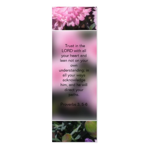 Memorial Card Floral Photo Pink Carnation Bookmark Business Card Templates (back side)