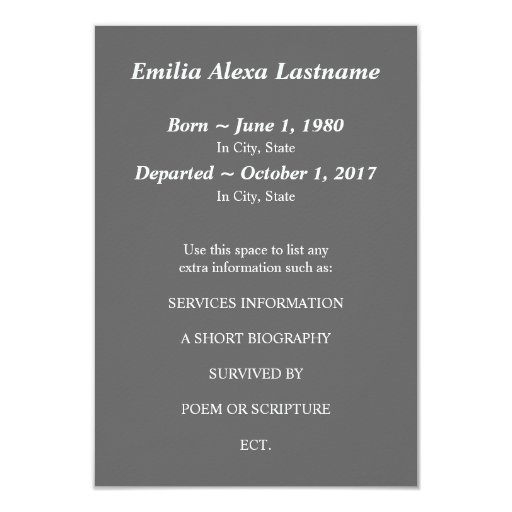 memorial cards : white flourish custom invitations