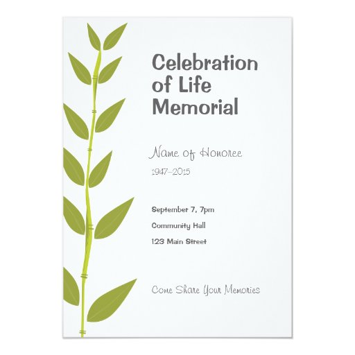 Memorial Celebration of Life Bamboo Modern Card | Zazzle
