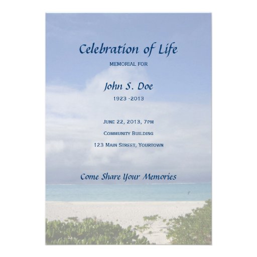 Memorial Celebration of Life - Beach Scene Invite