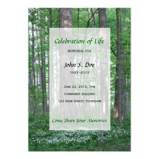 Memorial Celebration of Life - Forest Scene Custom Announcement