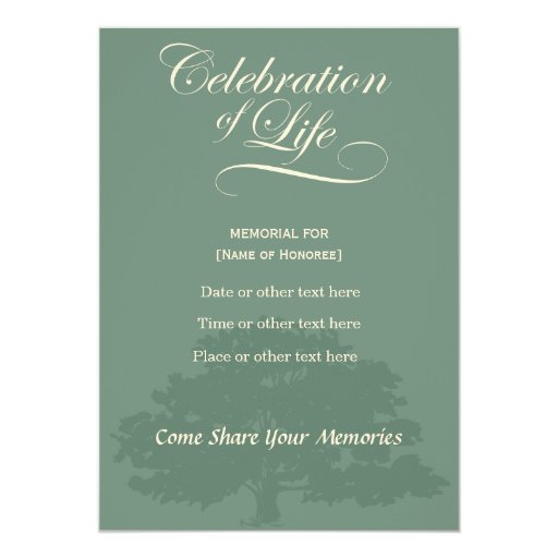 Memorial Celebration of Life Oak Tree Sage Card | Zazzle