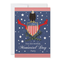 Memorial Day Card Party Invitation - Eagle And Ban