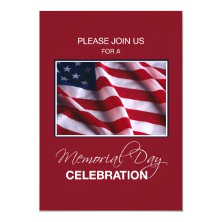 Memorial Day Event Invitation, Flag on Red, White,