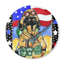Memorial Day Soldier Dachshund magnets