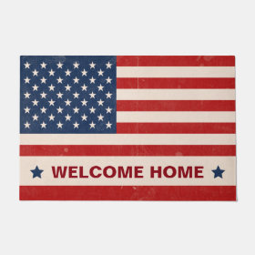 Memorial Day US American Flag Stars - Welcome Home Doormat