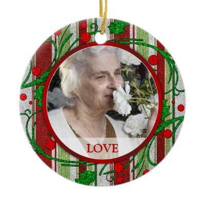 Memorial Photo Christmas Ornament - Holly Berries