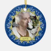 Memorial Photo Christmas Ornament - snowflakes