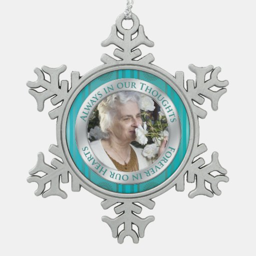 memorial photo christmas teal silver ornaments zazzle memorial photo christmas teal silver ornaments zazzle