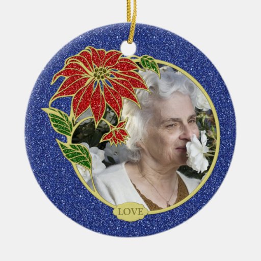 memorial photo poinsettia flower christmas ornament zazzle memorial photo poinsettia flower christmas ornament zazzle