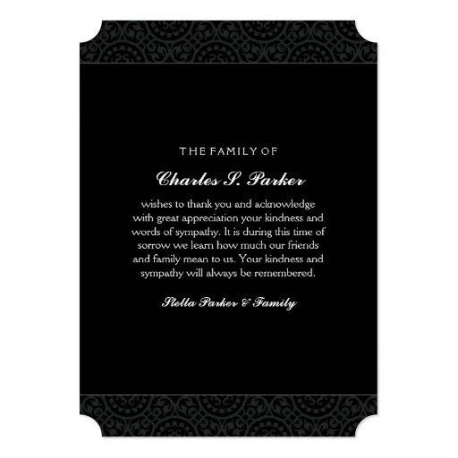 Memorial Photo Thank You Card - Elegant Black