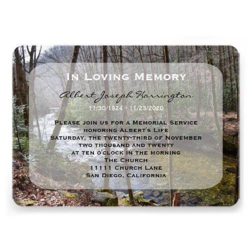 Memorial Service Announcement Invitation Forest