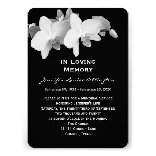 Memorial Service Announcement - Orchids