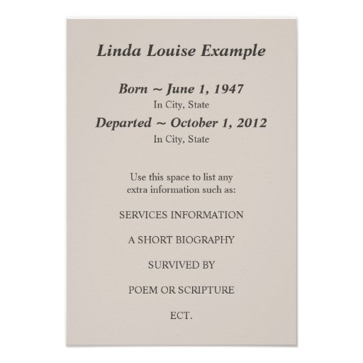 memorial service announcments custom invite