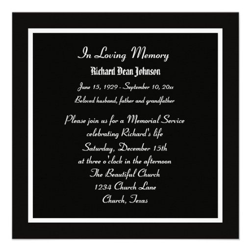 Memorial Service Beautiful Rose Invitation