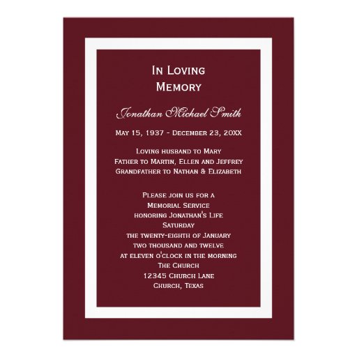 Memorial Service Candle Invitation Announcement