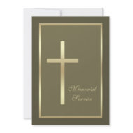 Memorial Service Gold Cross Invitation invitation