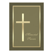 Memorial Service Gold Cross Invitation
