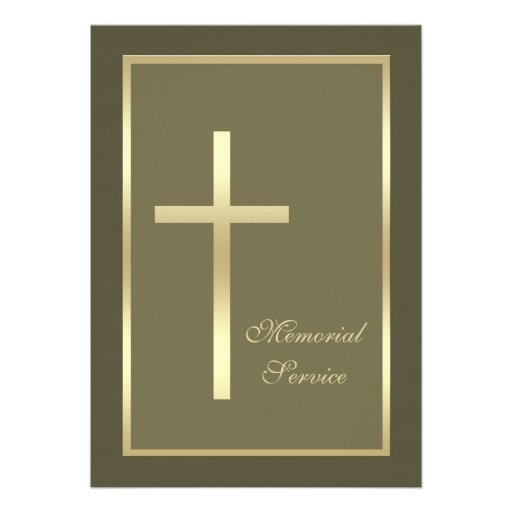 Memorial Service Gold Cross Invitation