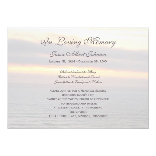 Memorial Service Invitation Announcement