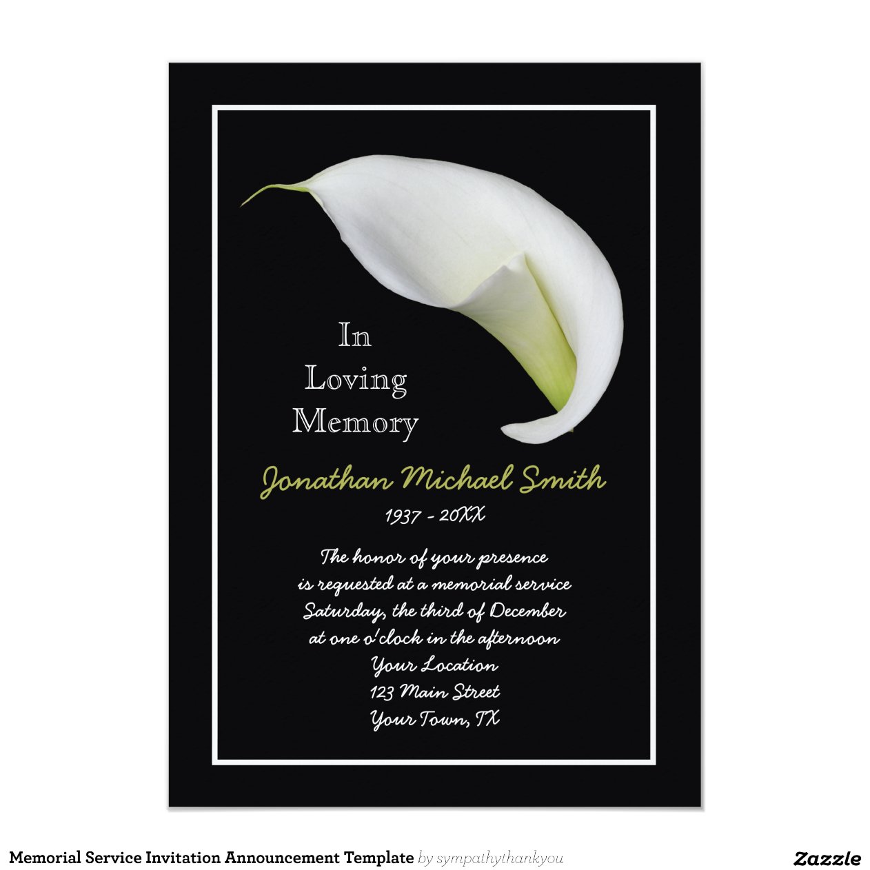 Funeral Invitation Card Template