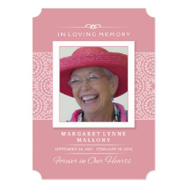 Memorial Service Invitation - Elegant Pink & White