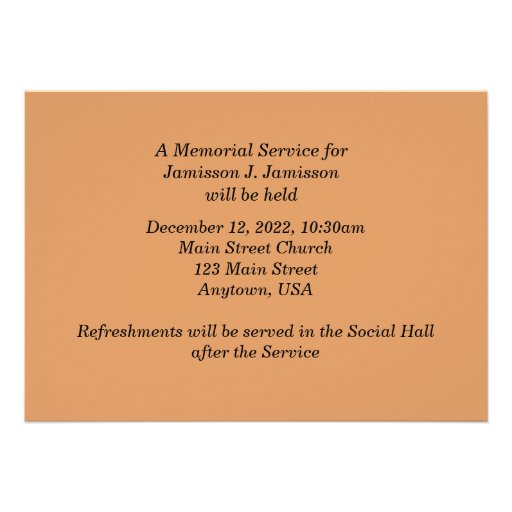 Memorial Service Invitation Photo Paradise